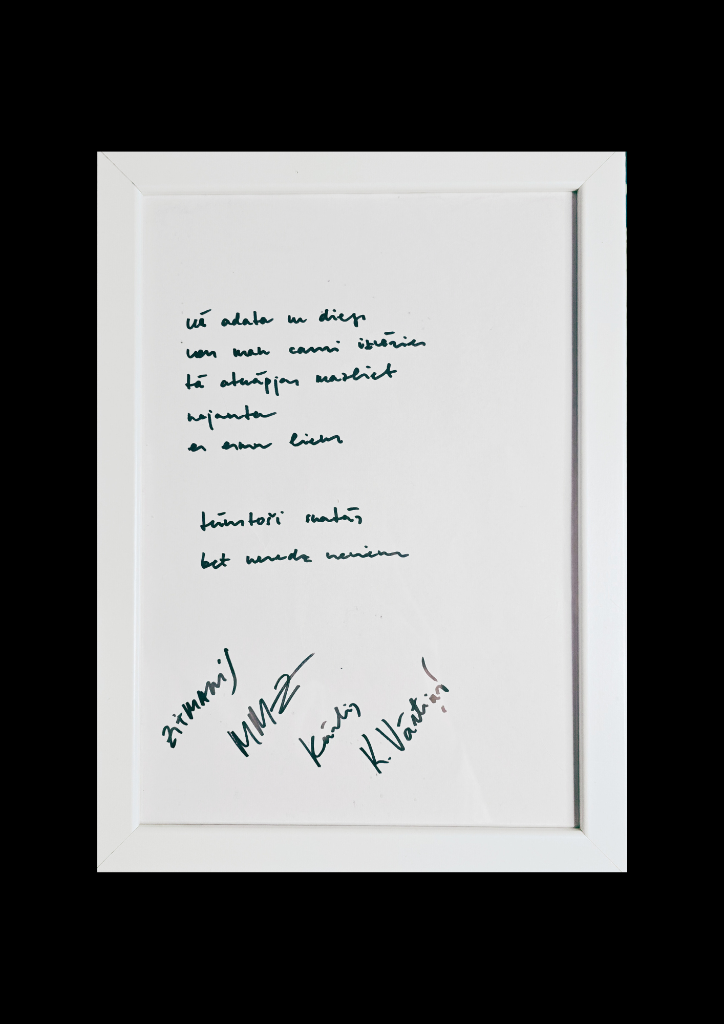 Hand-written song lyrics
